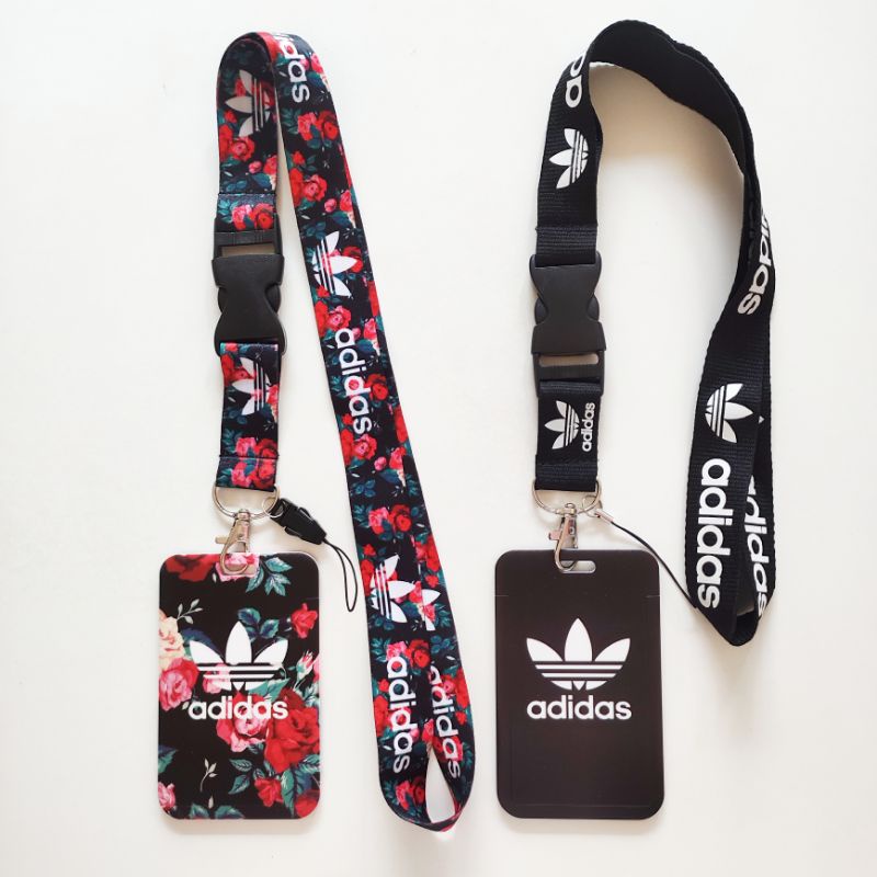 

ATH ID Card Holder Name Tag Lanyard / Kalung Kartu Black Flower Adidas