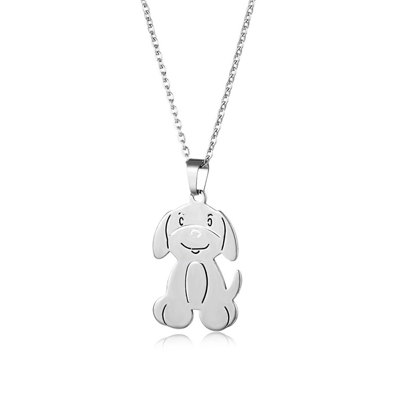 Baja berbentuk hewan anjing stainless steel liontin cute puppy kalung Eropa dan Amerika populer orna