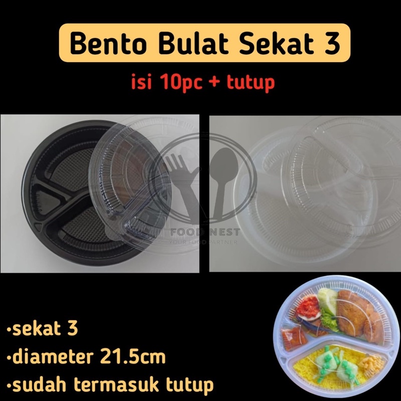 Jual [MIN ORDER 10] MIKA BENTO BULAT SEKAT 3 BENTO MIKA 3 SEKAT BENTO