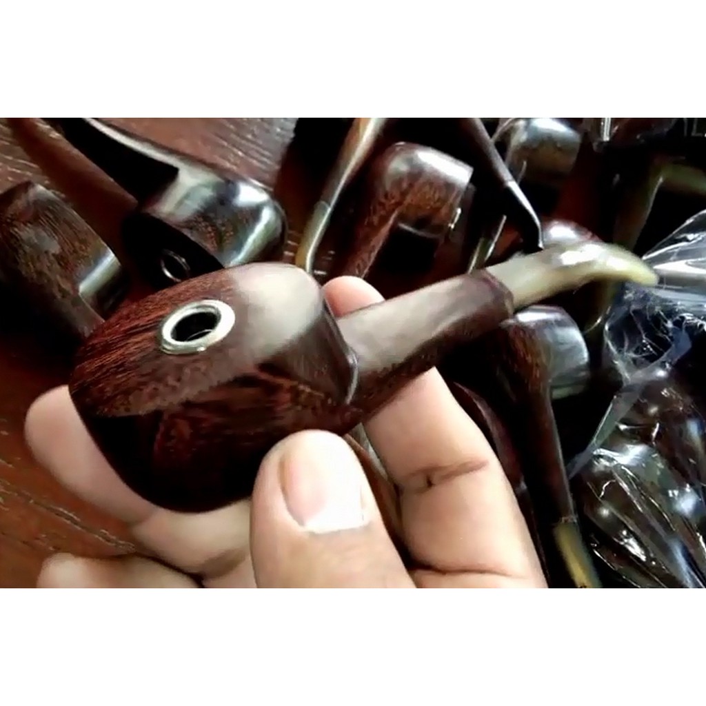Pipa Rokok Murah Antik Cangklong Once Galih Asem Super Kombinasi Tanduk Alpaka Perak All Size