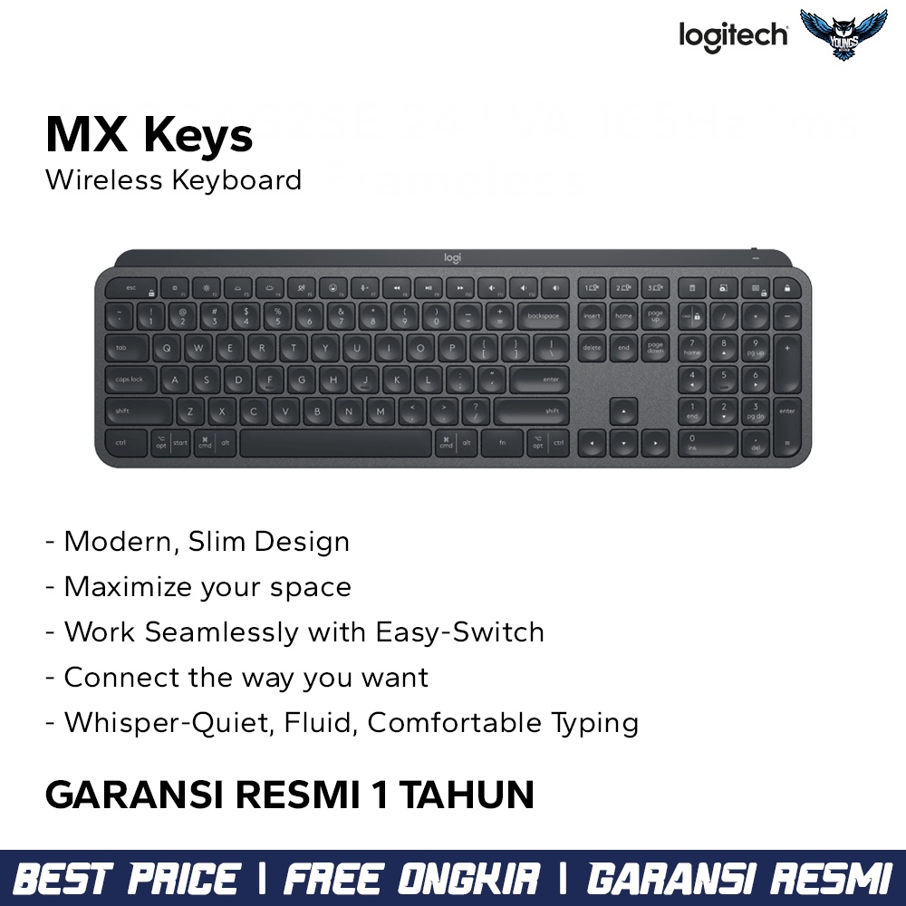 Logitech MX Keys | Keyboard Wireless Bluetooth Backlit for Power User