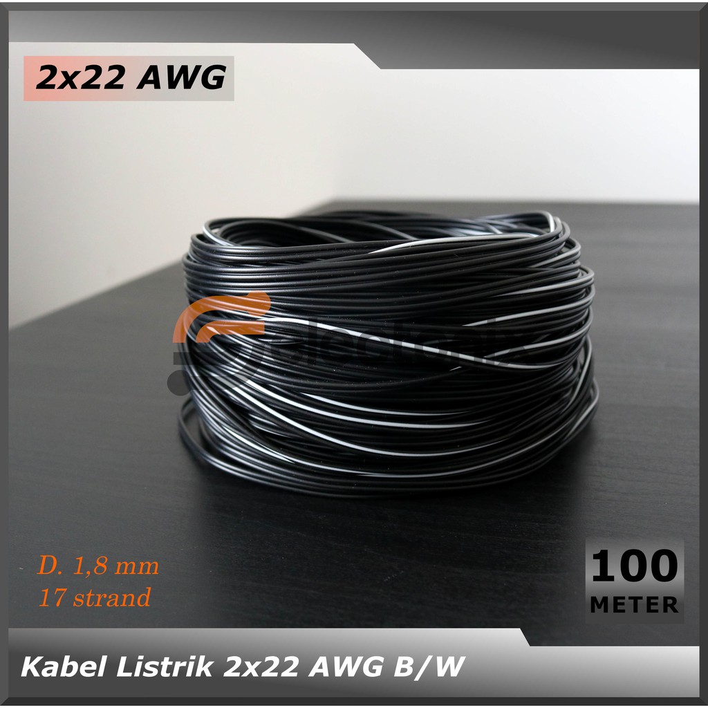 Kabel Listrik 2 x 22 AWG | Merah/Hitam [100m]