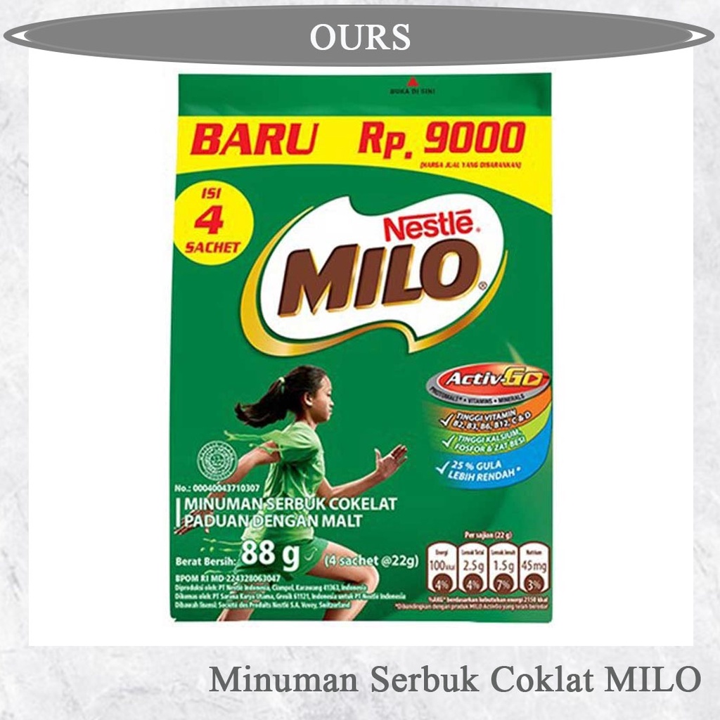 

MILO Activ Go Bag 88 gr isi 4 Sachet x 22 gr