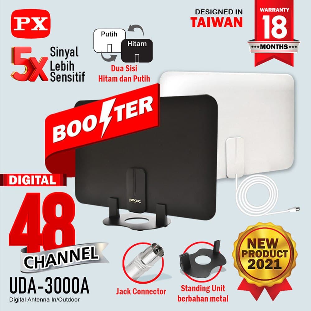 PX UDA-3000A Antena TV Dinding Digital Indoor DVB-T2 + BOOSTER Garansi