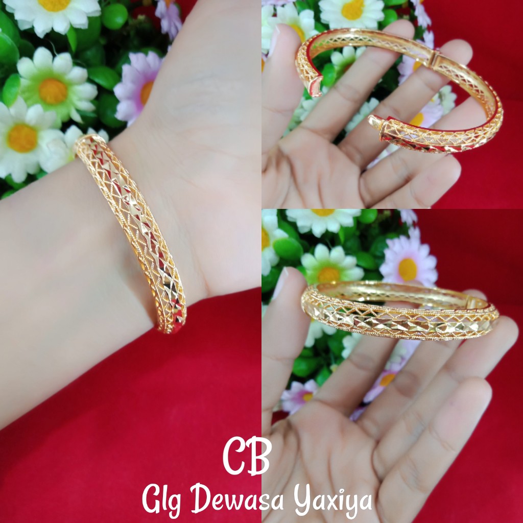 GELANG TANGAN DUBAI DEWASA LAPIS MAS 24K ASLI