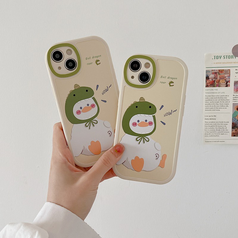 Cute Dinosaur Duck Soft Case VIVO Y11 Y12i Y12 Y15 Y17 Y19 S1 Pro Y50 Y30 Y30i Y20 Y20i Y20S Y12S Y21 Y32 Y21S Y33S Y33T Y15S Y15A Y76S Y76 V9 Y91C Y93 V11i V20 Pro V23E 23 Pro Camera Protector Casing
