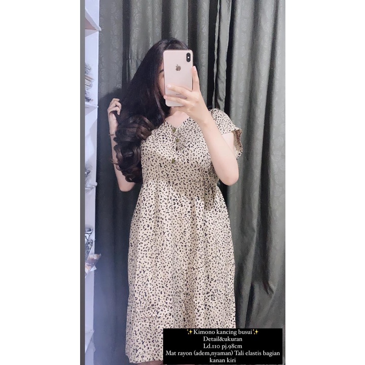 Baju tidur Daster kekinian kimono busui frendly bahan rayon adem-LEOPARD MOCA