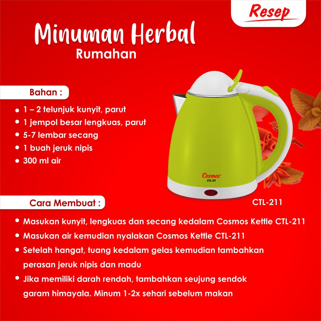 COSMOS TEKO KETEL LISTRIK / ELECTRIC KETTLE 1.2 LITER CTL-211 / CTL 211