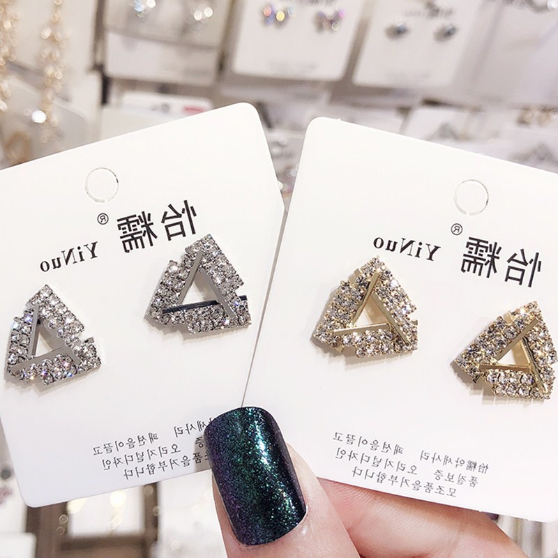 Sterling silver jarum Berlian geometris sudut anting-anting perhiasan semua sesuai dengan kepribadia