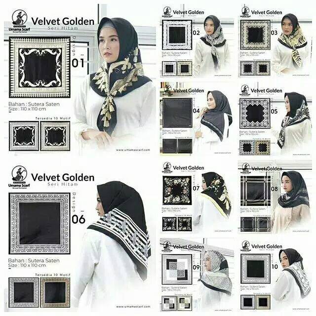 Segiempat velvet golden seri hitam. Segiempat motif golden by umama