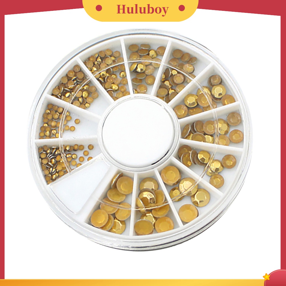Huluboy Huluboy♡ Tempat Penyimpanan Bentuk Roda Isi Manik-Manik Kuku 3D Bahan Akrilik Warna Emas
