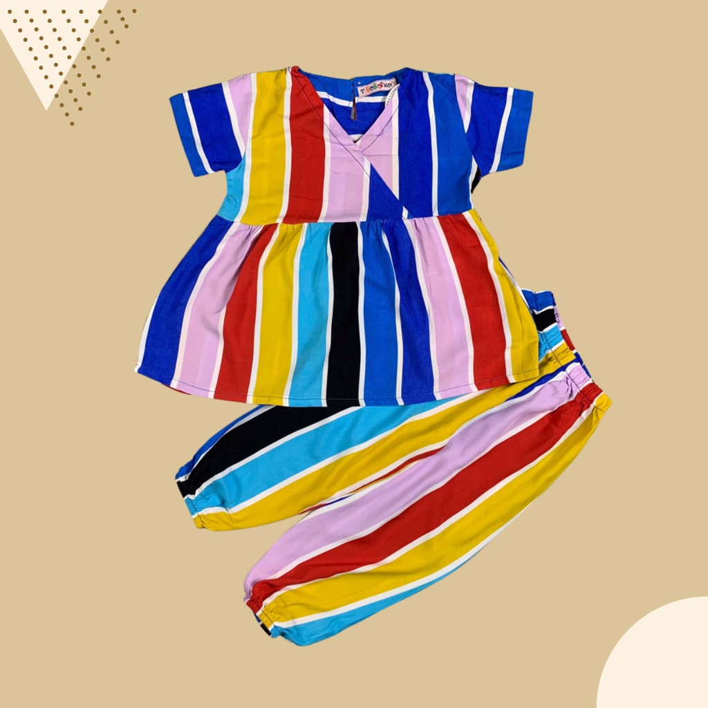 2-6 TH SETELAN ANAK PEREMPUAN KIMMY ONE SET ANAK RAYON  by BOBO KIDS-Rainbow vertical