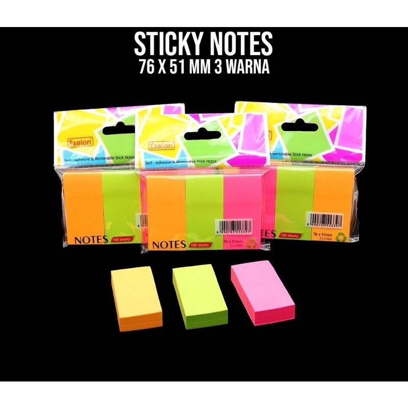 STICKY NOTE 76 X 51 MM POST IT MEMO TEMPEL WARNA STICKYNOTES 5 WARNA