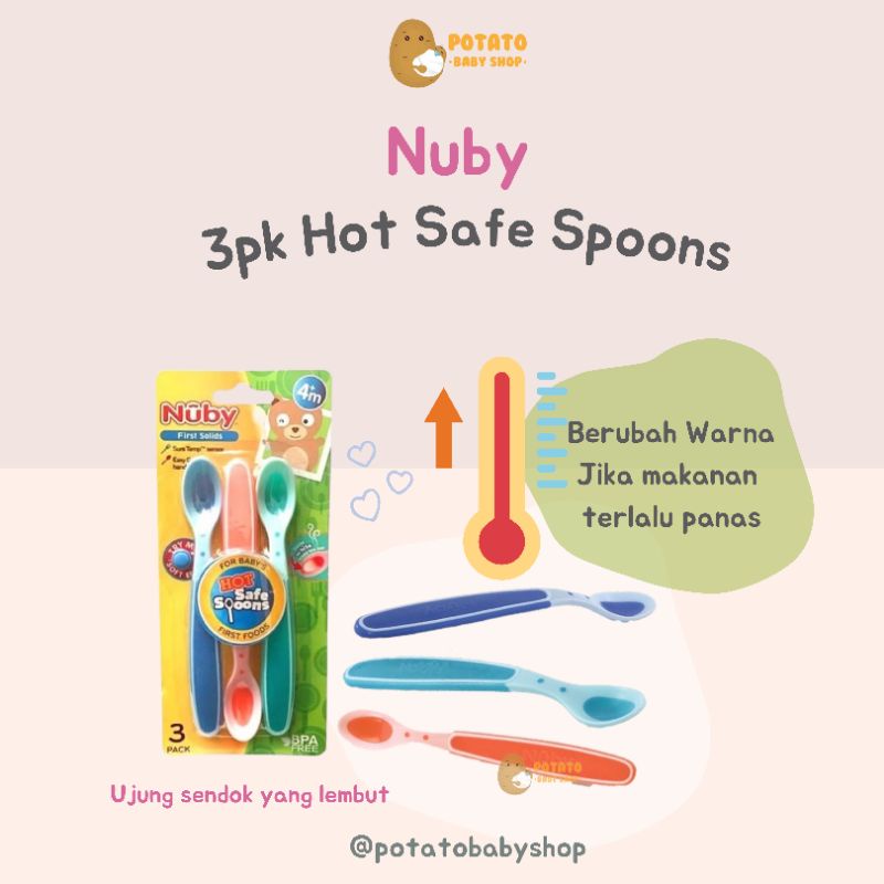 Nuby 3pk Hot Safe Spoon - Sendok Sensor Panas Isi 3pcs