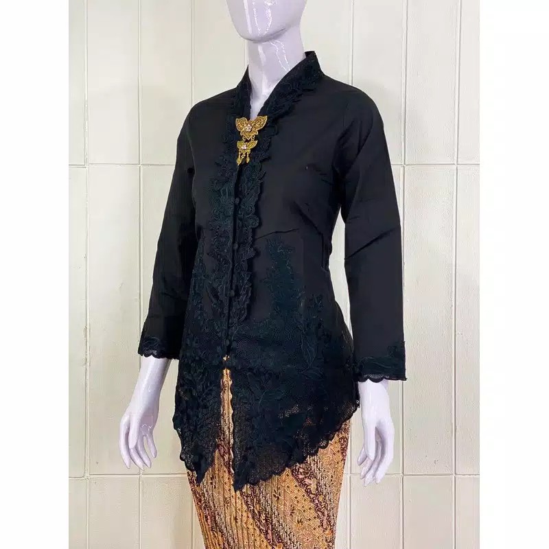 (BAYAR DITEMPAT/COD)SETELAN KEBAYA ENCIM KARTINI LENGAN PANJANG BORDIR SENADA Katun Stretch / Kebaya Wisuda / M L XL XXL