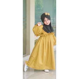 Gamis anak model terbaru &amp; terlaris/Crinkel Air flow dengan tangan balon nyaman di pakai M L XL