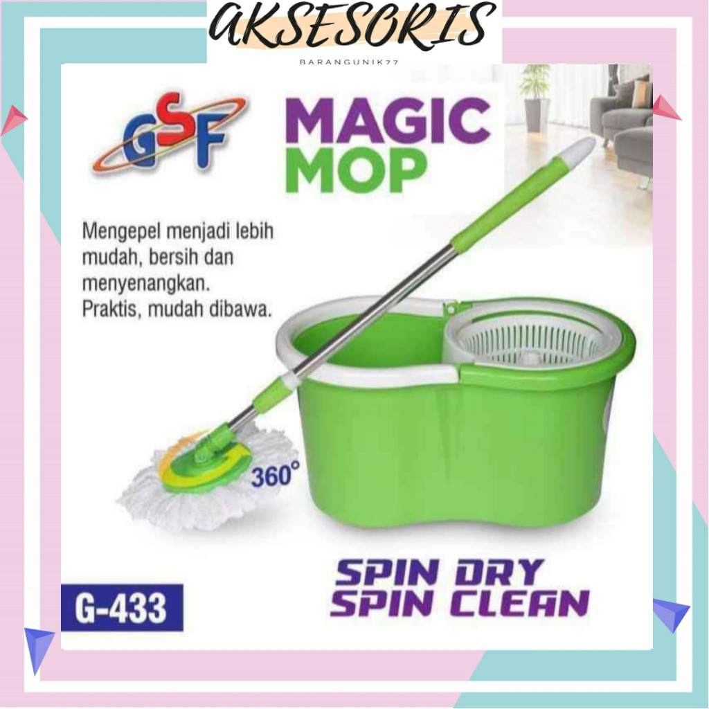 MAGIC MOP GSF / ALAT PEMBERSIH LANTAI / MAGIC MOP GSF STAINLESS STEEL / ALAT PEL PUTAR / SPIN MOP / MAGIC MOP GSF MURAH