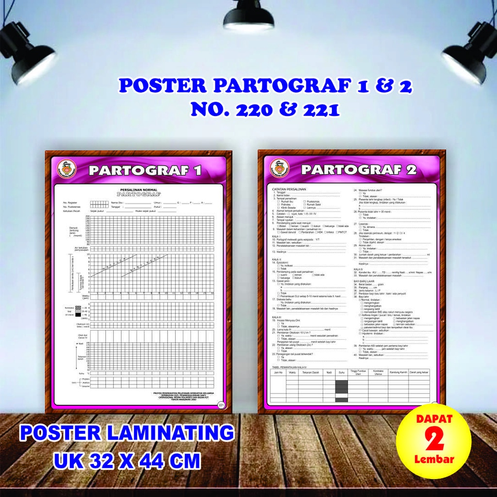 PAKET POSTER PARTOGRAF 1&amp;2 ( dapat 2 lbr)
