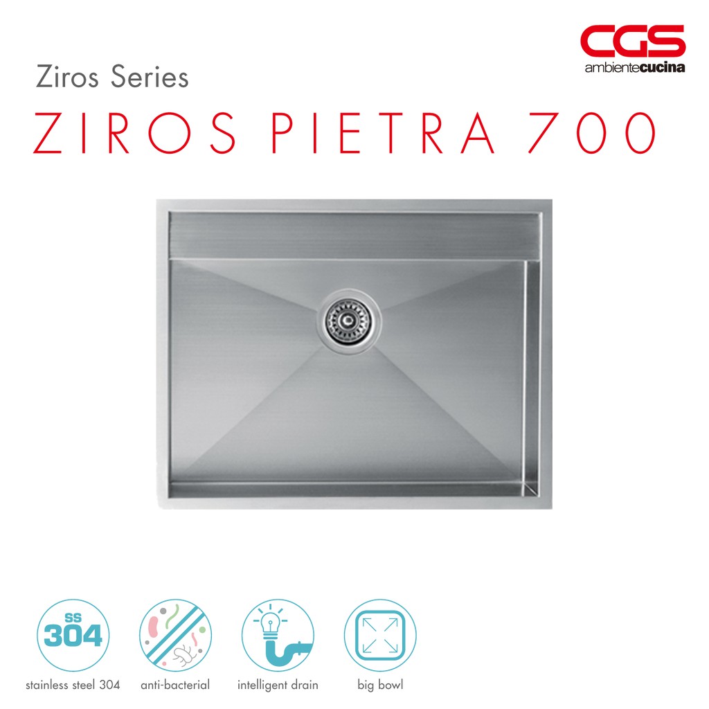 Bak Cuci Piring Cgs Ziros Pietra 700 Stainless Steel Kitchen Sink Shopee Indonesia