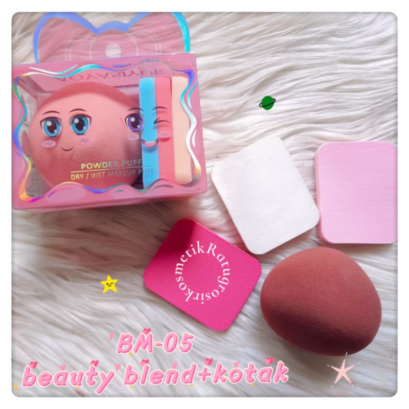 TERBARU!!!SPONS BEDAK+BEAUTY BLENDER KEMASAN MIKA BENTUK LUCU LENGKAP