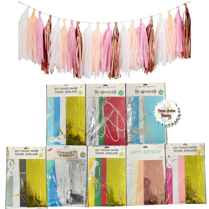 Tissue Paper Tassel Garland / Rumbai Tassel Premium Kombinasi Warna