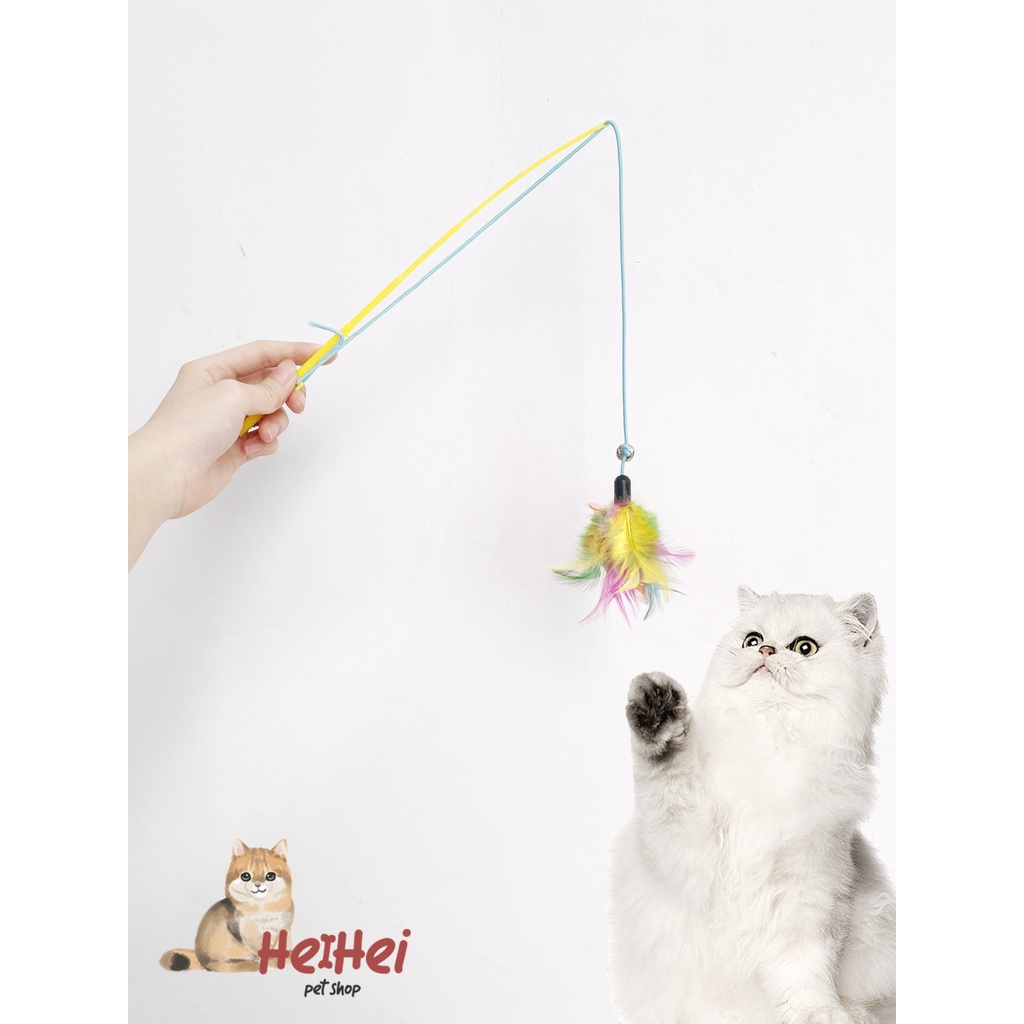 Mainan Kucing Tongkat Pancing Karet Bulu Lonceng - Cat Kitten Toys