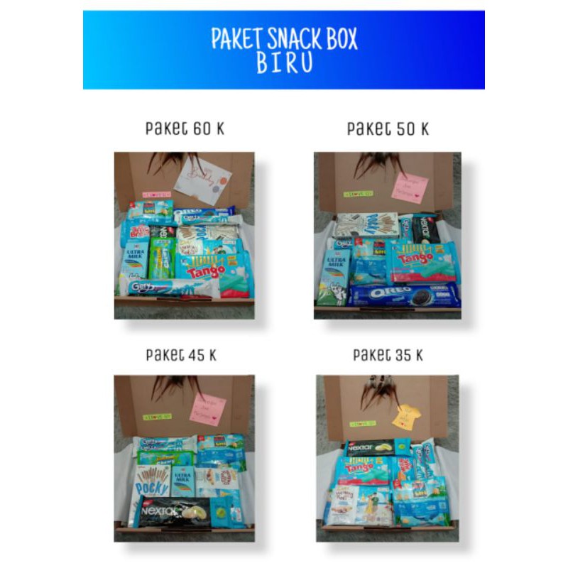 HAMPERS SNACK BOX ULANG TAHUN/ WISUDA/ UNNIVERSARRY /PAKET BIRU