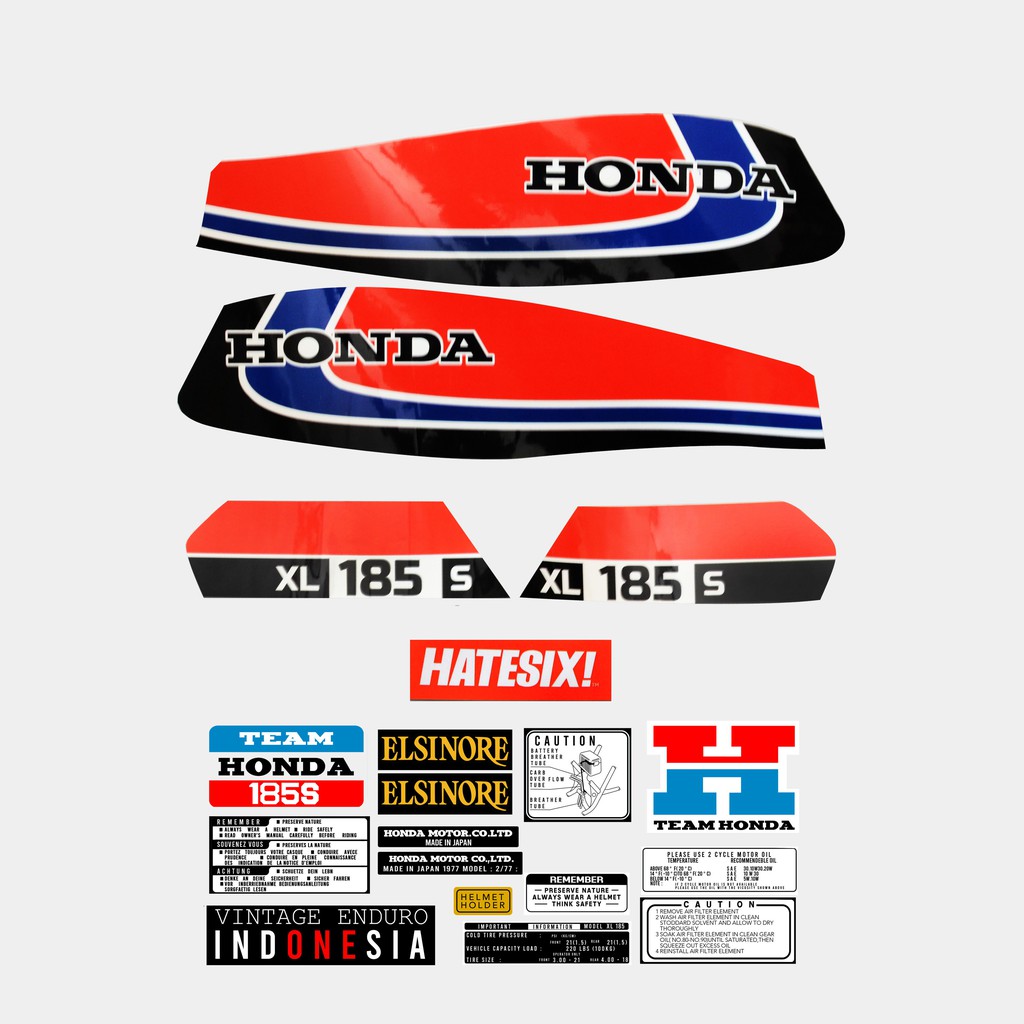 Sticker Decal Tempelan Honda xl 185S 1979 Hatesix