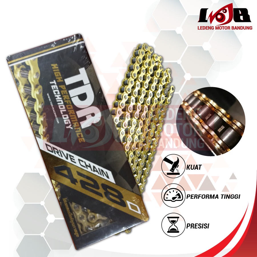 TDR Chain Gold 428H 130L Rantai Racing Kuning Emas Motor Sport Universal