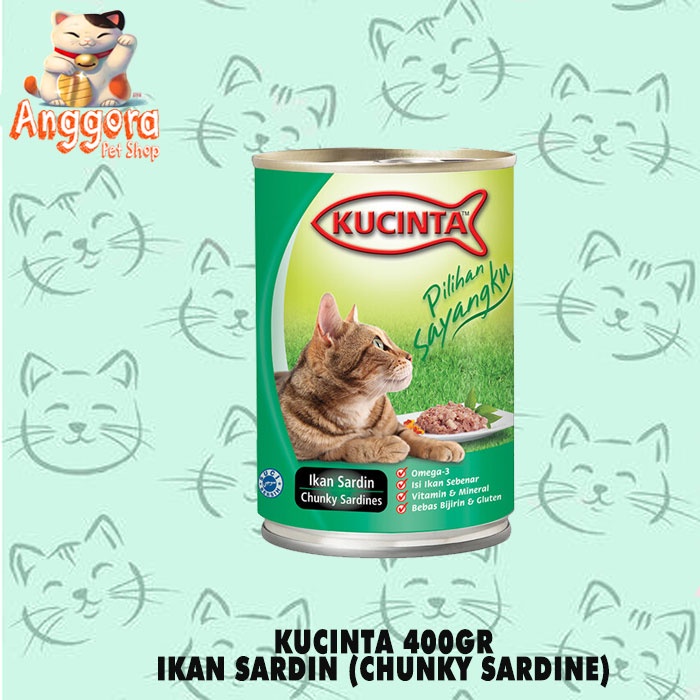 Makanan Kucing Basah Kaleng Kucinta CHUNKY SARDINES 400gr