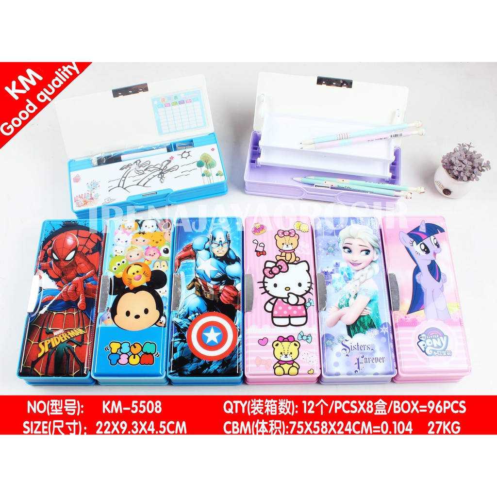 

PENCIL CASE KOTAK PENCIL DUA TINGKAT DAN WHITEBOARD FROZEN LUCU MURAH