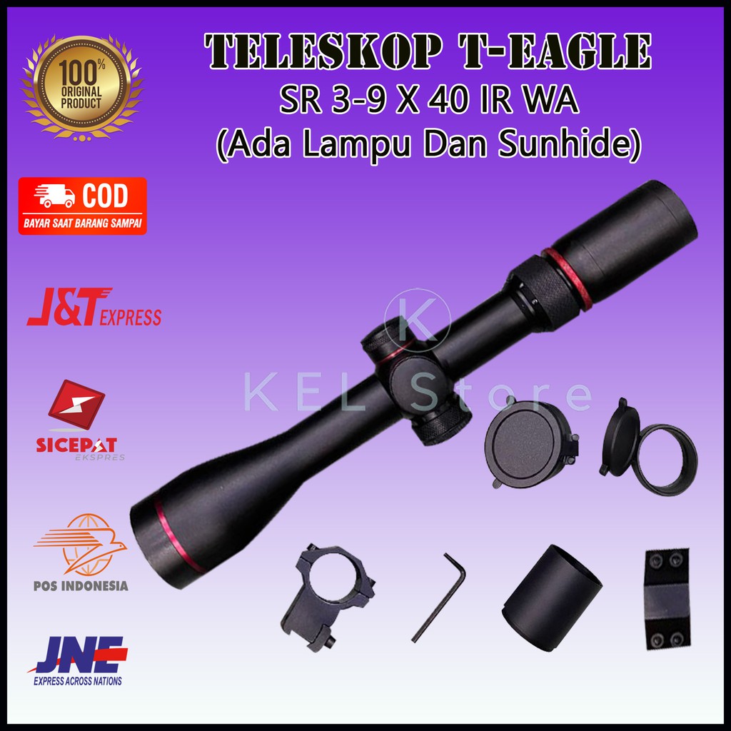 Teleskop T-Eagle SR 3-9x40IR WA (Ada lampu dan Sunhide)