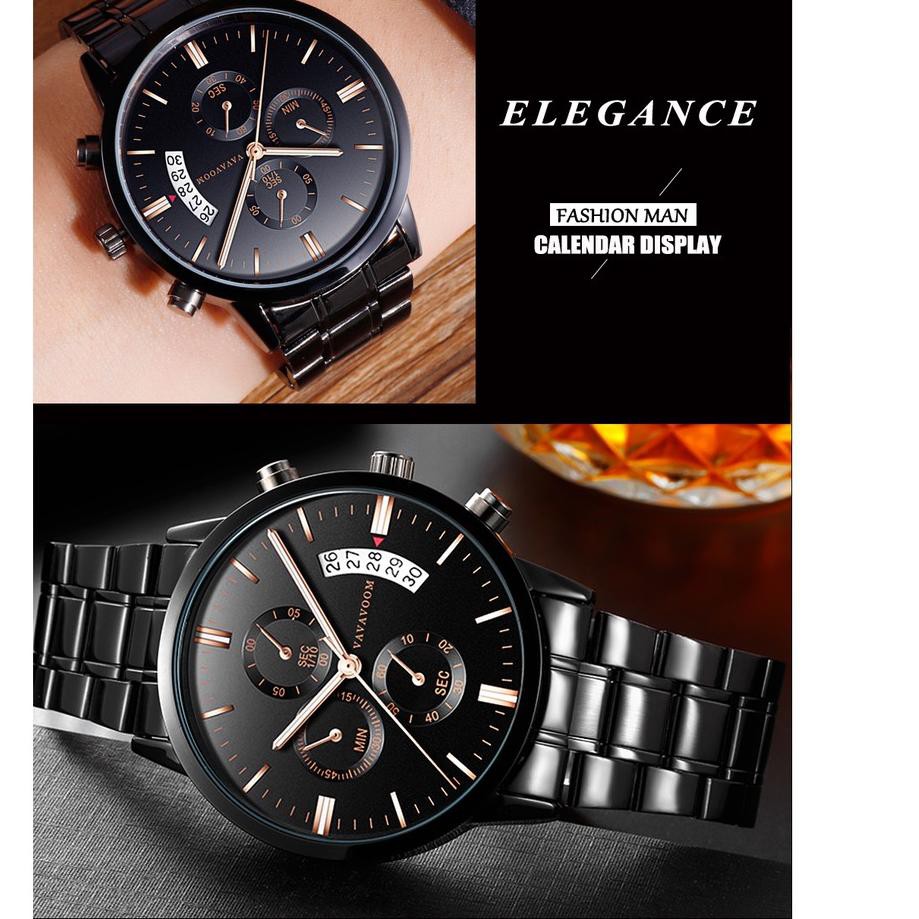 [KODE 7] Jam Tangan Pria VAVA VOOM 100% Original Kronograf JAM TANGAN COWOK Quartz Analog stainless