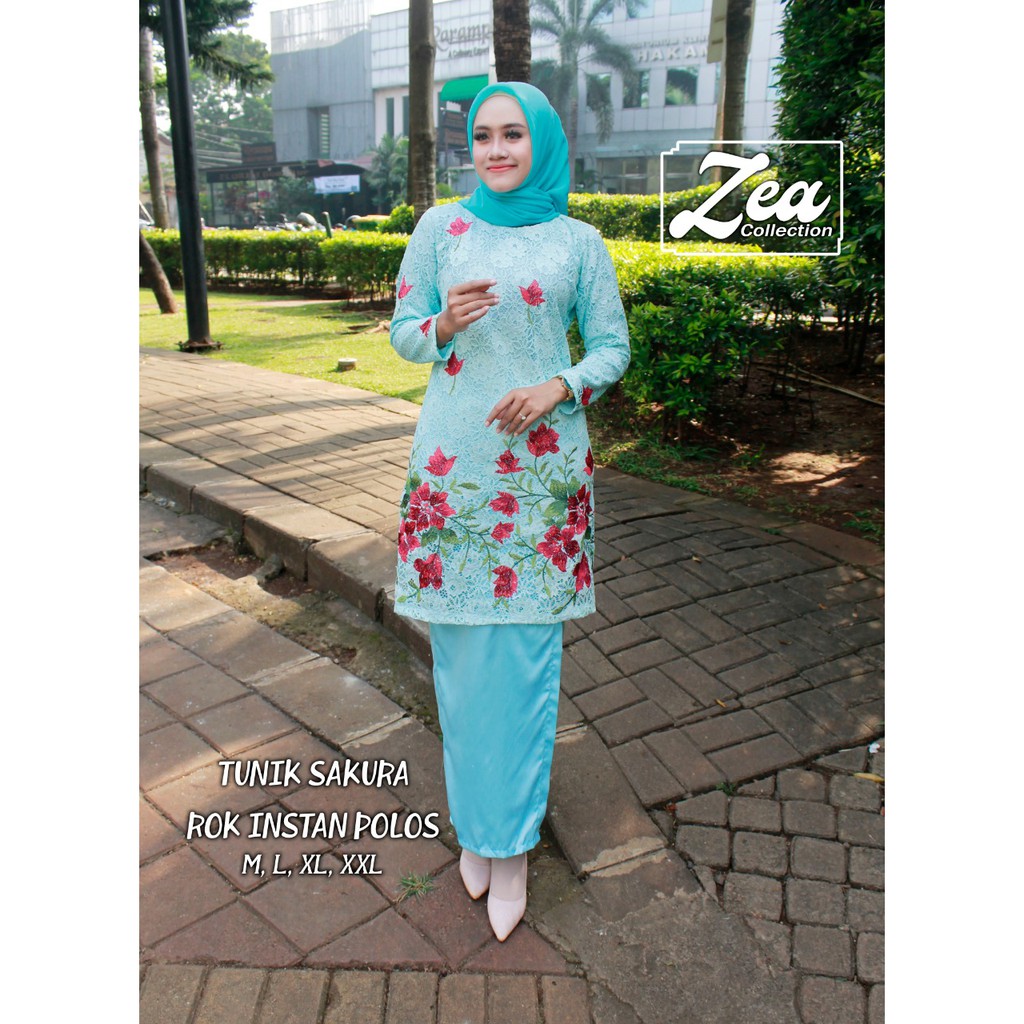 set kebaya brukat tunik sakura berkualitas