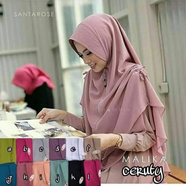 Hijab Khimar Malika Serut Samping || Jilbab 2 Layer Kerut Samping Livia Cerruty Premium