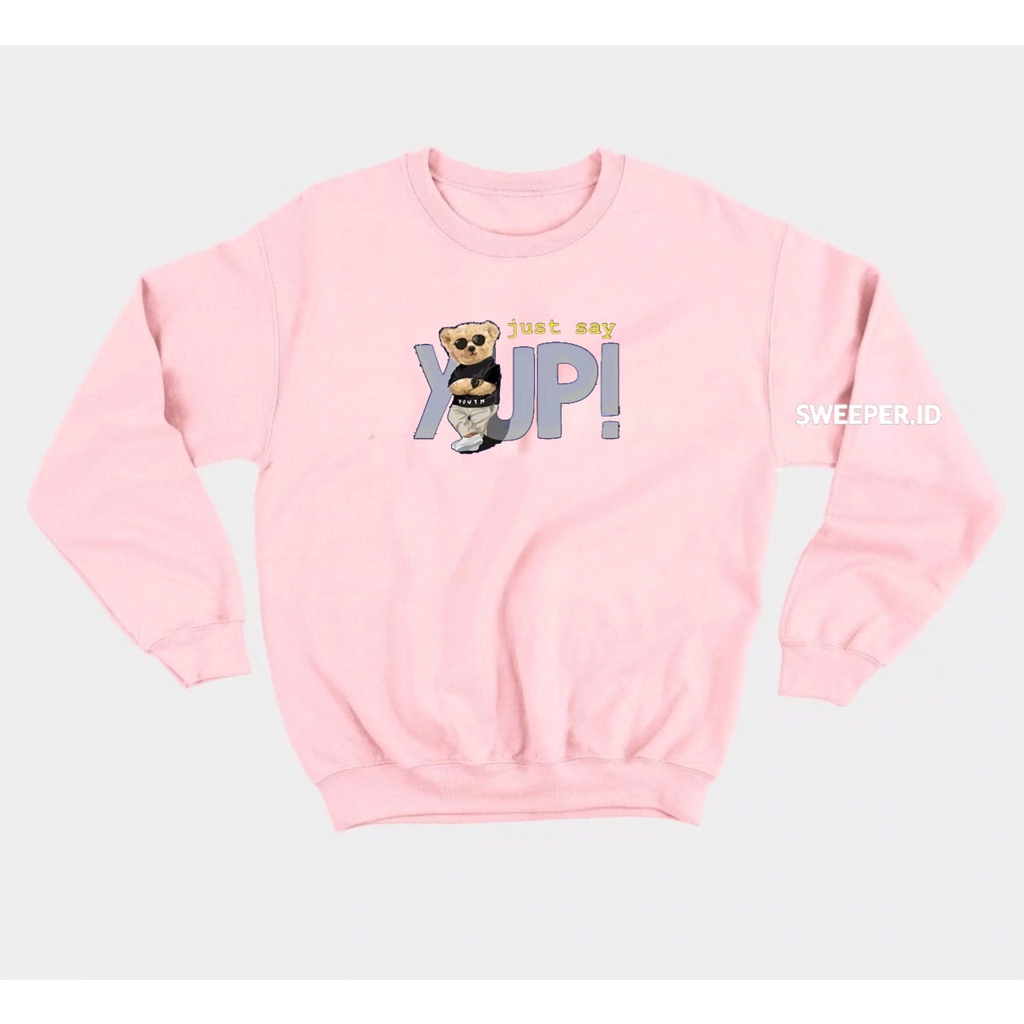 SWEATER CREWNECK TEDDY BEAR YUP BAHAN FLEECE WARNA KUMPLIT BAHAN FLEECE