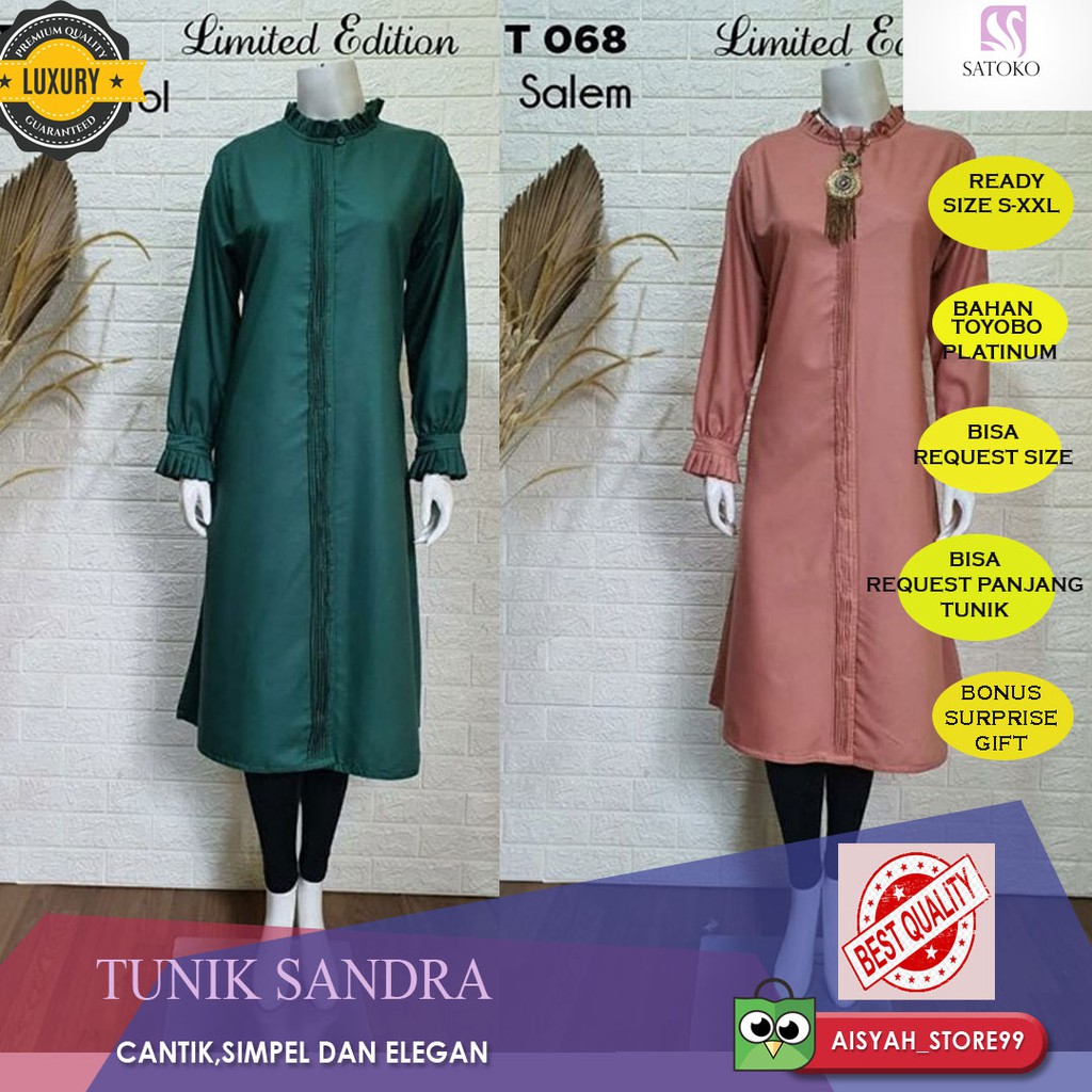 BAJU ATASAN TUNIK KATUN TOYOBO ELEGAN MODERN TUNIC WANITA SANDRA