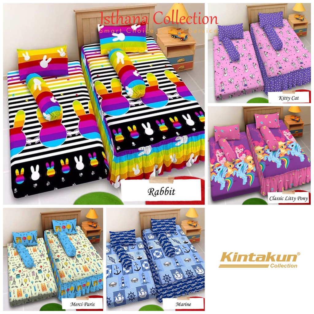KINTAKUN ISTHANA - Sprei 2 in 1 KINTAKUN 120x200 - Rabbit/Kitty Cat/C. L. Pony/Merci Paris/Marine