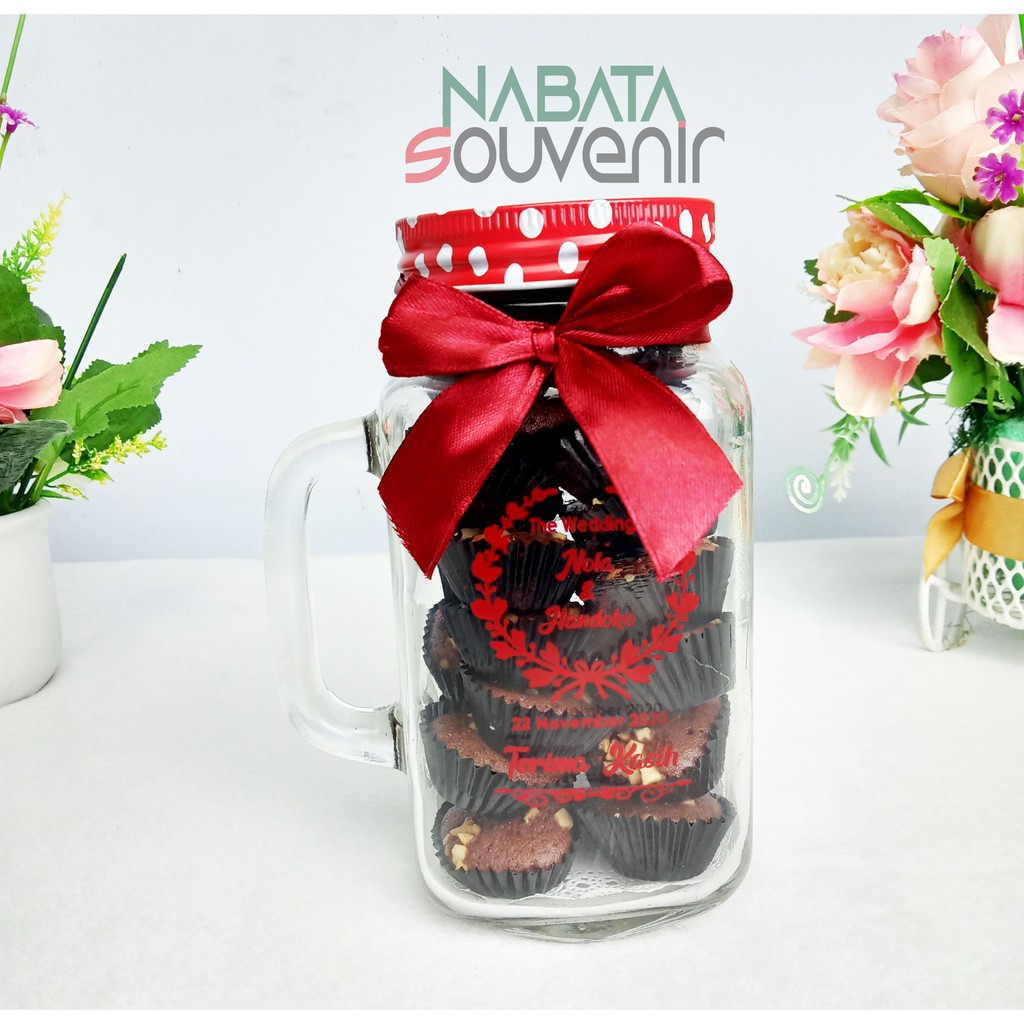 Souvenir |Cinderamata Pernikahan 2021 Drink Jar Isi Kue Kering Bisa Custom