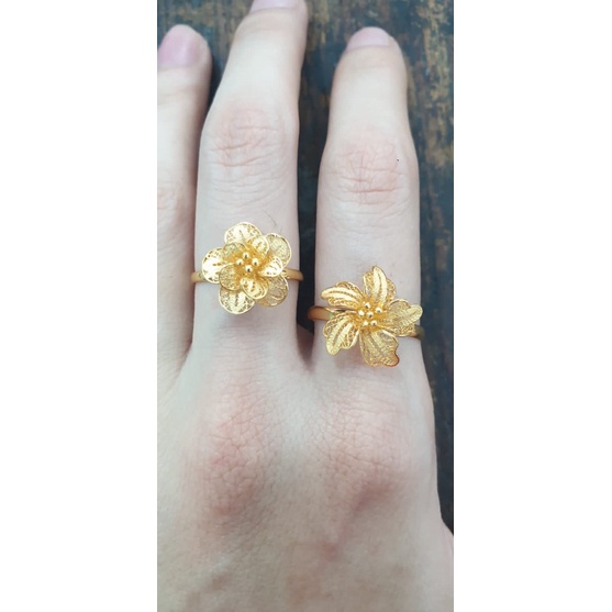 Grosir Best seller cincin bunga kendari emas asli Elegan
