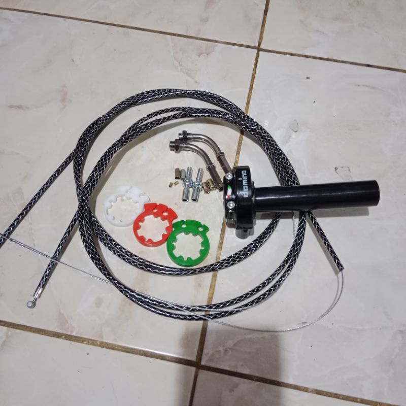 gas spontan 2kabel+L gas cnc+kabel gas serat carbon cocok semua motor mio vario beat nmax Vixion dll