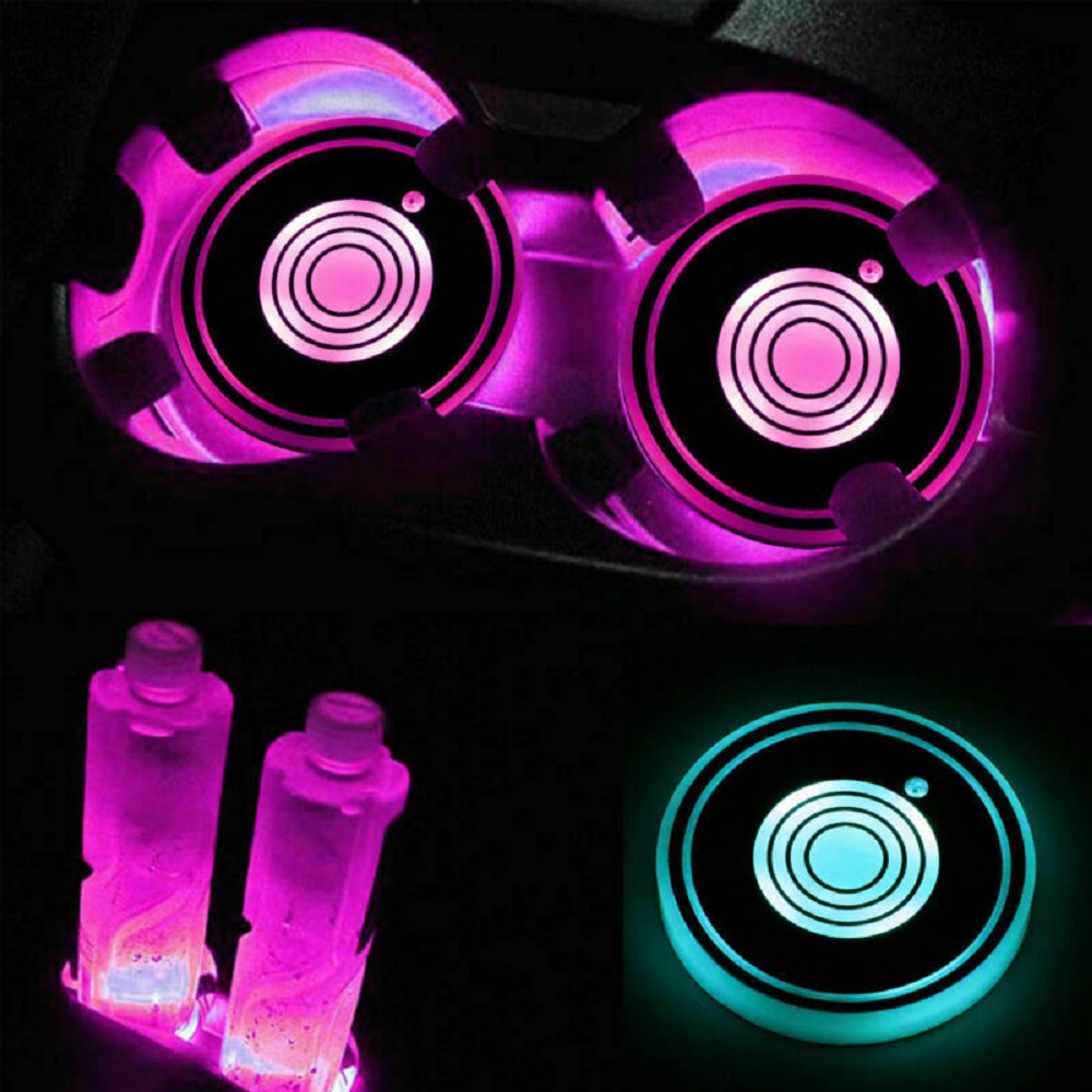 2pcs Cup Holder Dengan Lampu Led Penuh Warna Untuk Mobil