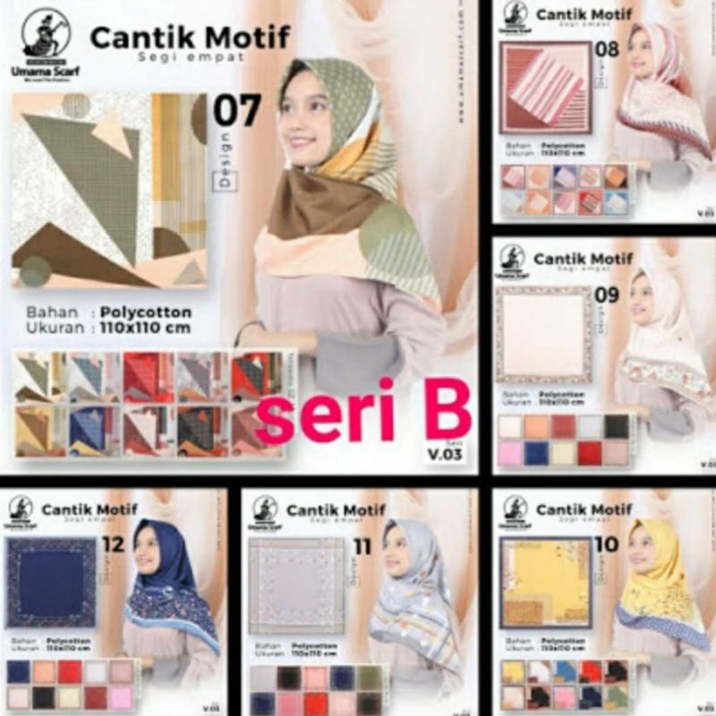 MURAH! HIJAB CANTIK SQUARE BERCORAK BAHAN POLYCOTTON PREMIUM UMAMA JAHIT JILBAB KERUDUNG SEGI EMPAT