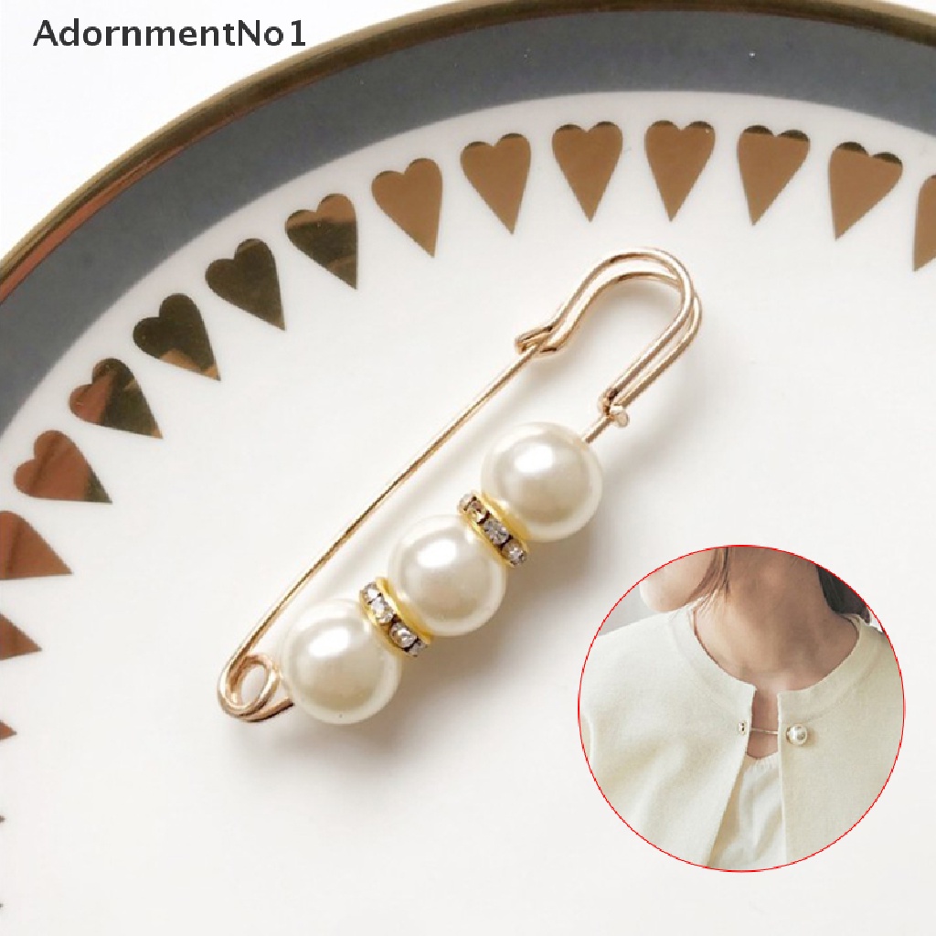 (AdornmentNo1) 1pc Bros / Pin Motif Geometri Aksen Mutiara + Berlian Imitasi Untuk Perhiasan Wanita DIY