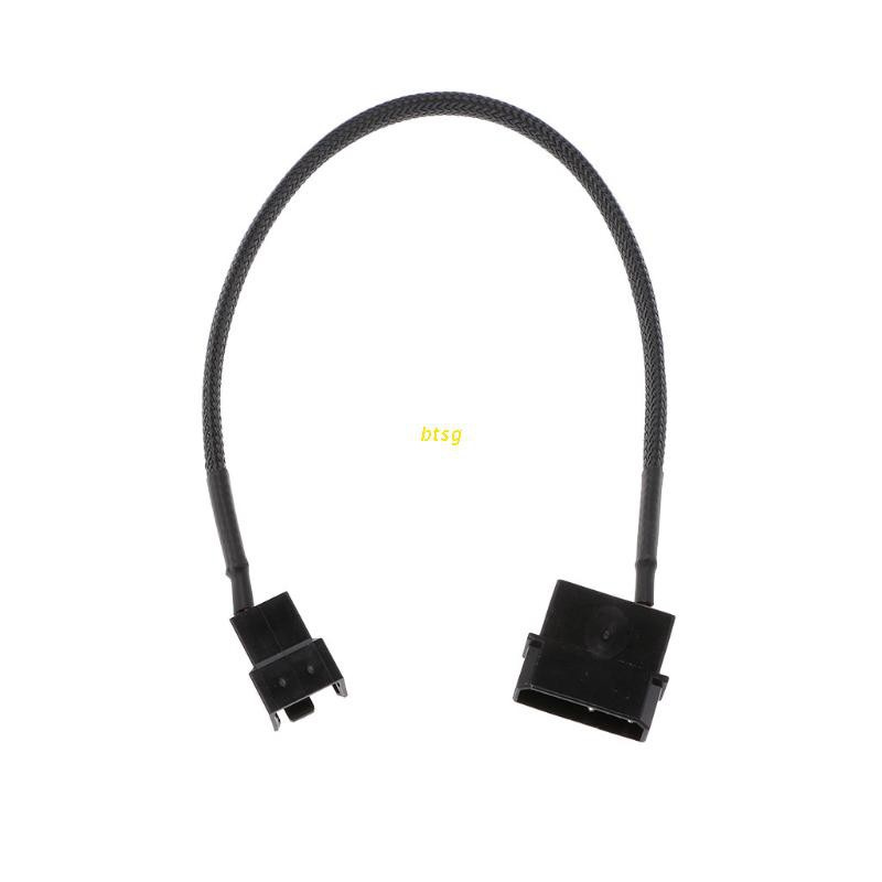 btsg 4-Pin Molex Male To 3-Pin/4-Pin PWM Male Sleeved Fan Extension Adapter Cable