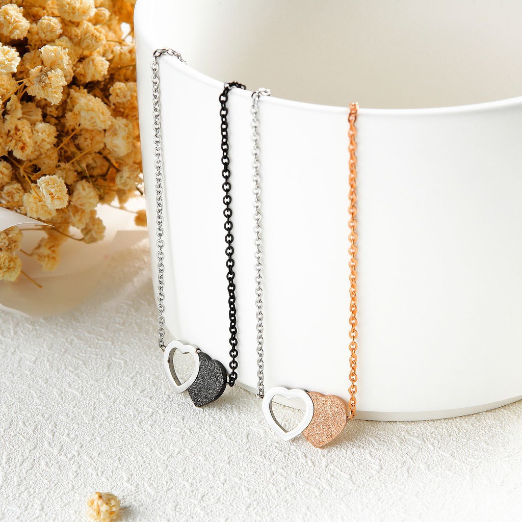 Kalung fashion aksesoris titanium mini korea hadiah wanita cewek 316L anti karat KK085 love