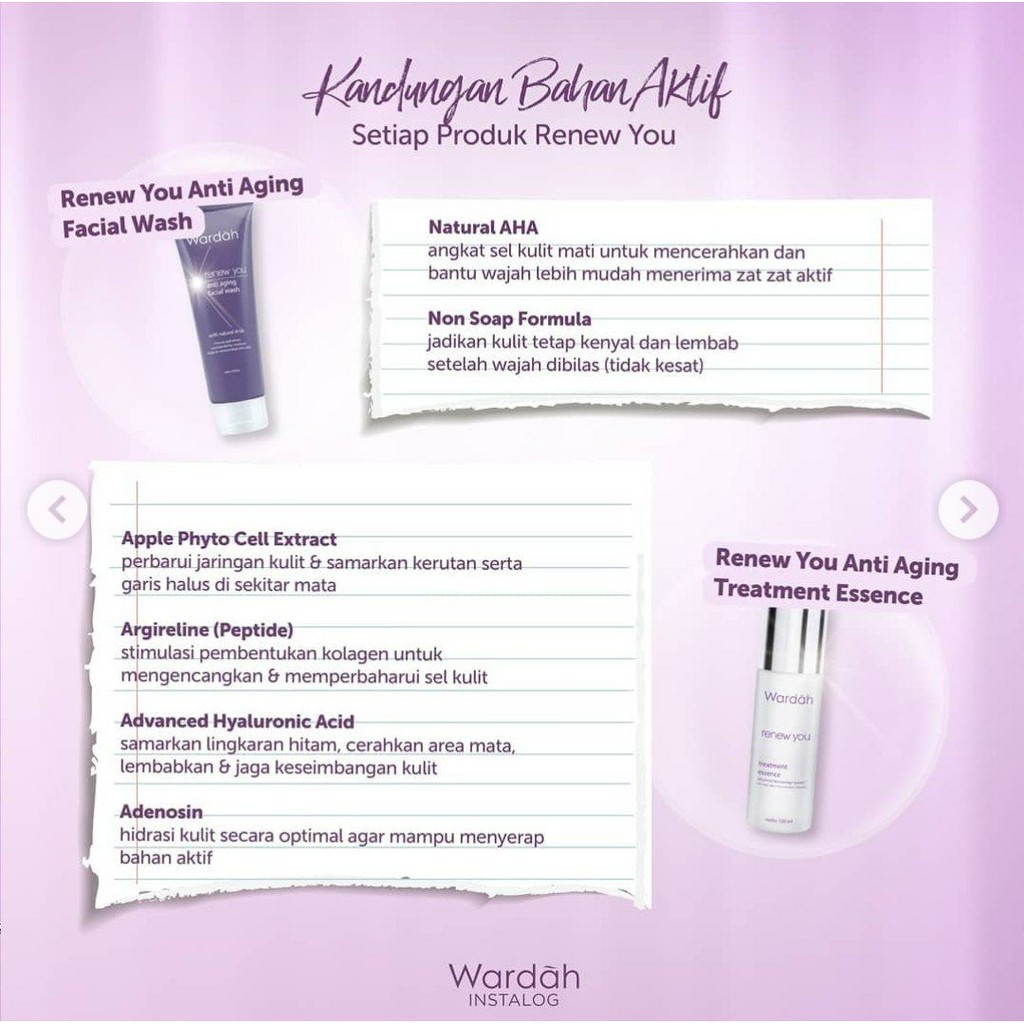 Wardah Renew You Anti Aging SERUM / EYE CREAM / NIGHT CREAM / DAY CREAM / FACIAL WASH /ESSENCE