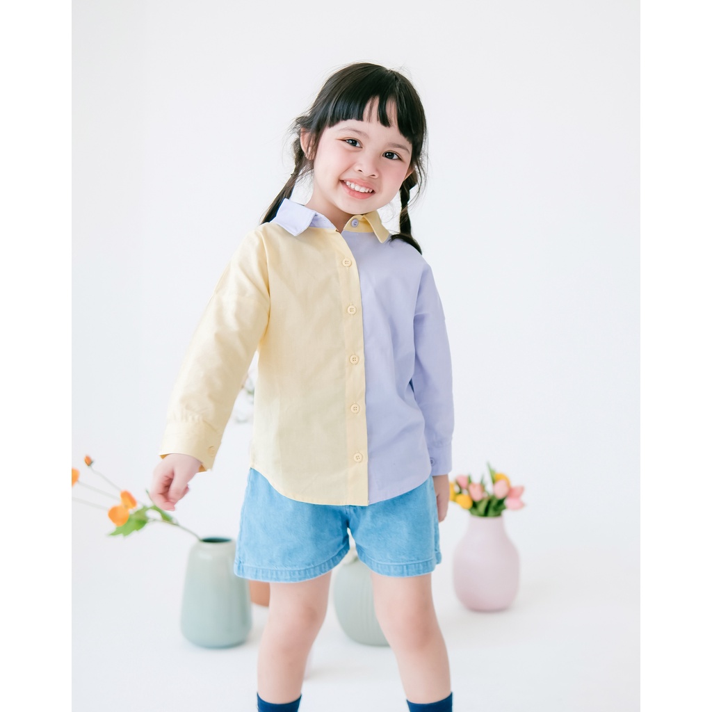 CANDICE SHIRT | Kemeja Anak Unisex | Baju Anak | Baju Atasan Anak | Baju Katun Anak | Kemeja Mix Warna