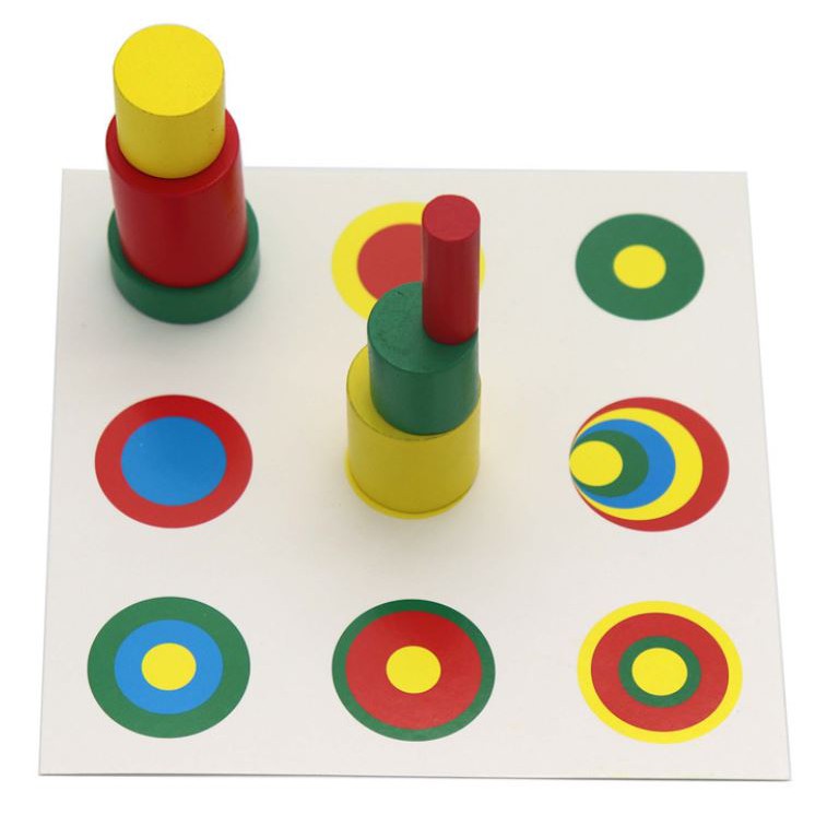 TweedyToys - Montessori Knobless Cylinder - Silinder Warna dengan Papan Petunjuk