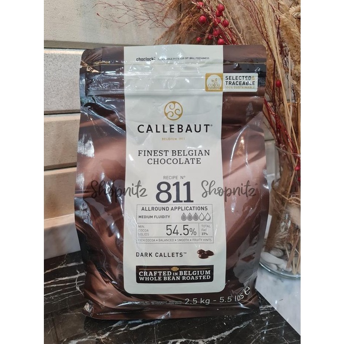 

BARRY CALLEBAUT 2,5 Kg DARK CALLETS 54,5% 811 FINEST BELGIAN CHOCOLATE ---NEW---